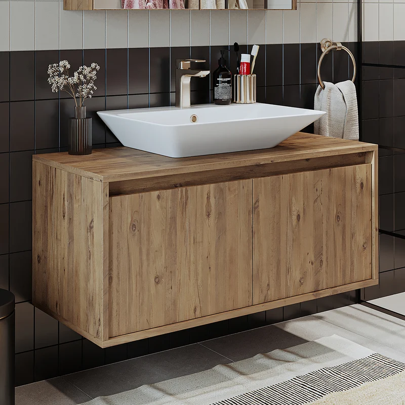 Roomart ATLANTIC Waschtisch mit Unterschrank, 100 cm, mit Aufsatzbecken, in 5 Farben
