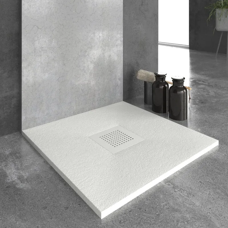 Mineralguss-Duschwanne extra flach SLATE, Schieferoptik, Weiss
