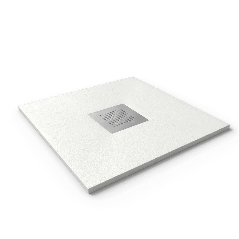 Mineralguss-Duschwanne extra flach SLATE, Schieferoptik, Weiss
