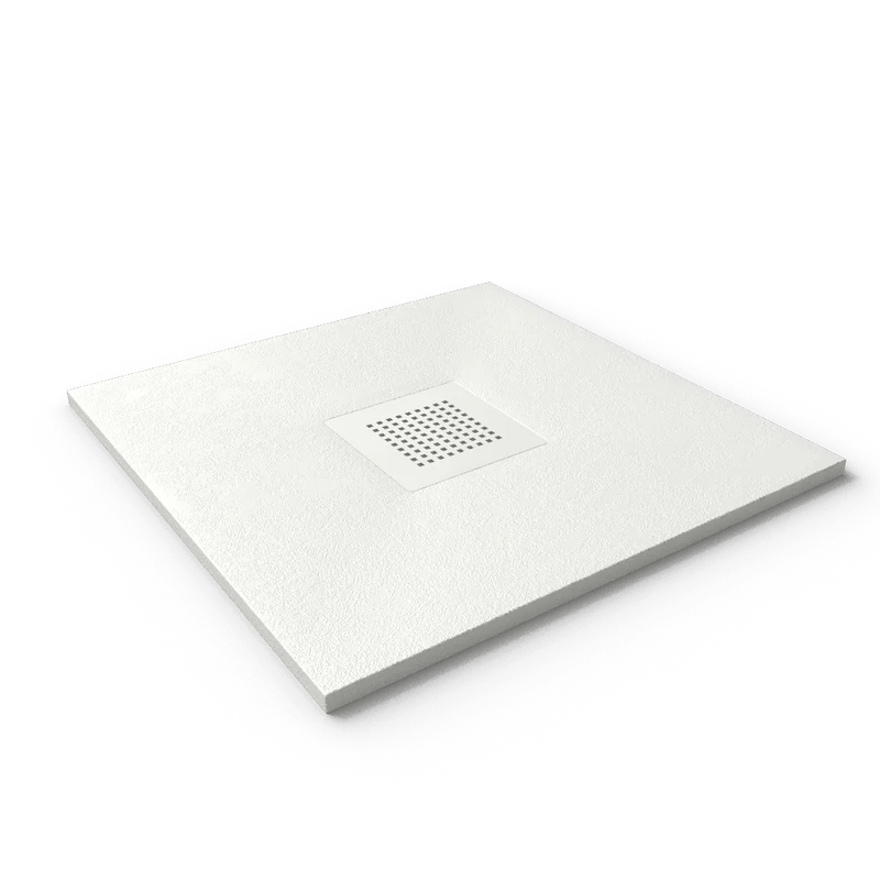 Mineralguss-Duschwanne extra flach SLATE, Schieferoptik, Weiss