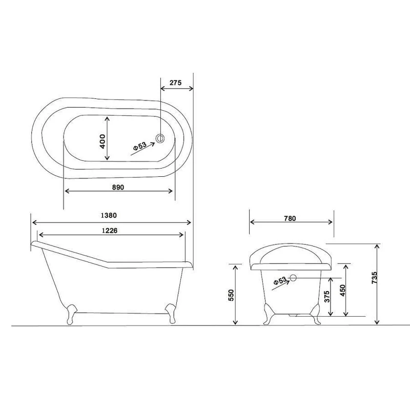 Freistehende Gusseisen Badewanne ASHFORD
