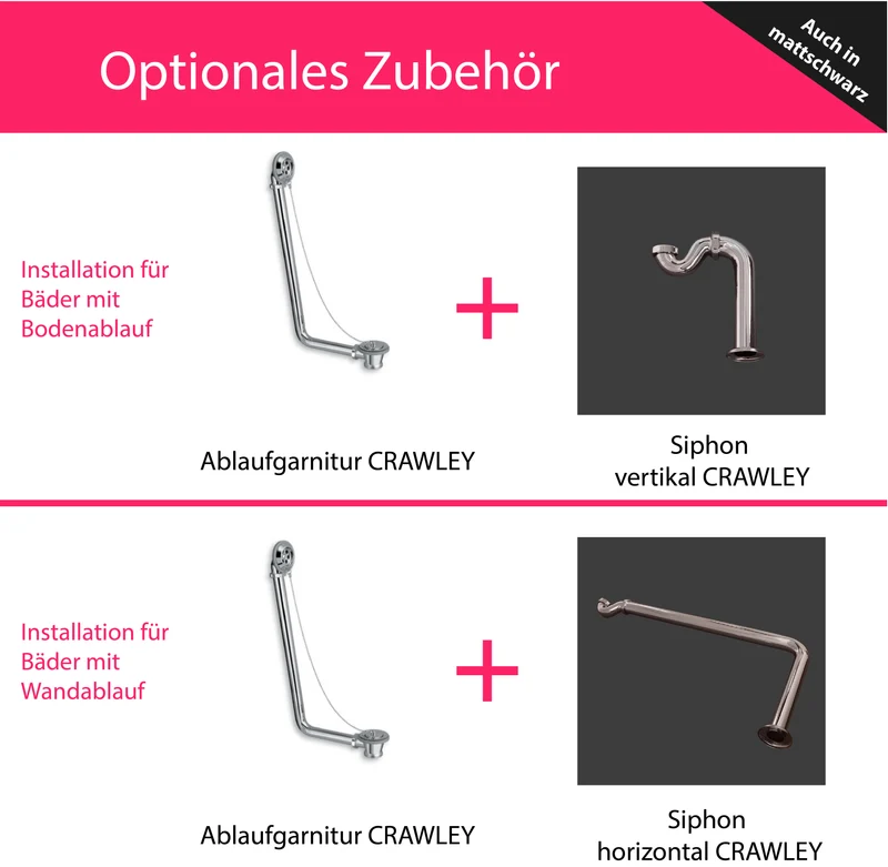 Freistehende Gusseisen Badewanne ASHFORD