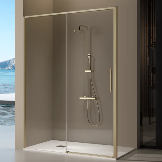 Duschwand mit Schiebetür DELTA gold - Glas 6 mm