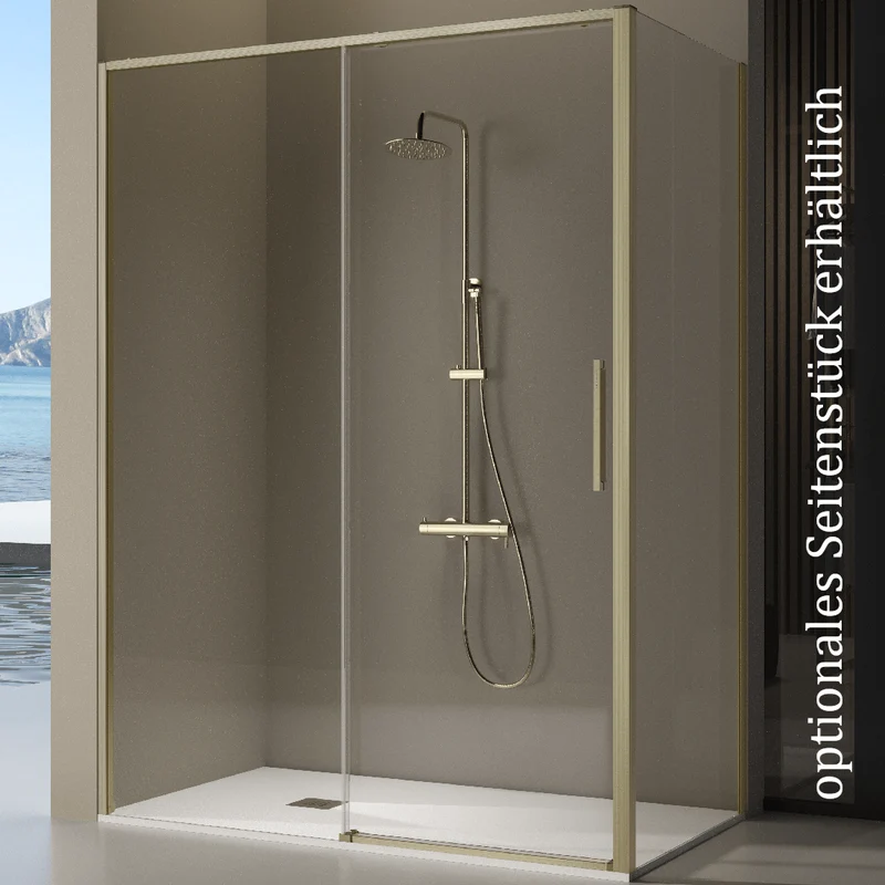 Duschwand mit Schiebetür DELTA gold - Glas 6 mm
