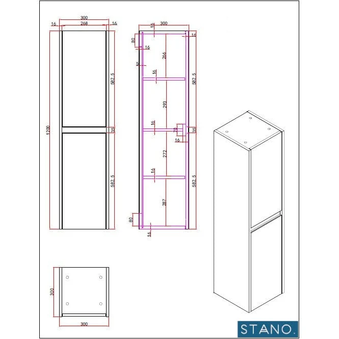 Hängeschrank FORTINA 30x120 cm Eiche hell