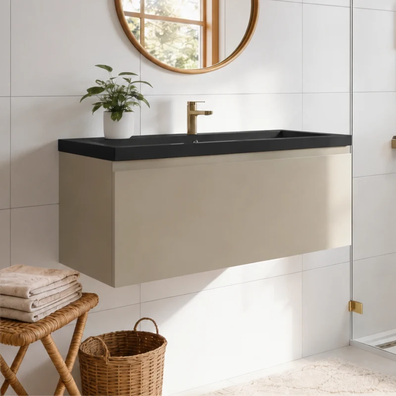 MODENA Greige - Wastafel Zwart - 100cm