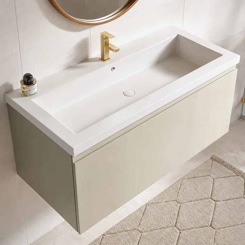 MODENA Greige - Wastafel Wit - 100cm