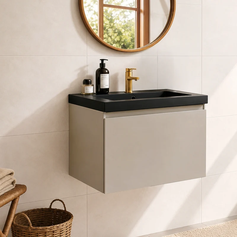 MODENA Greige - Wastafel Zwart - 60cm