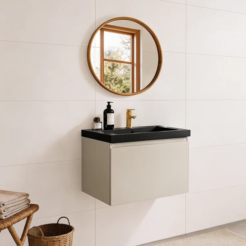 MODENA Greige - Wastafel Zwart - 60cm