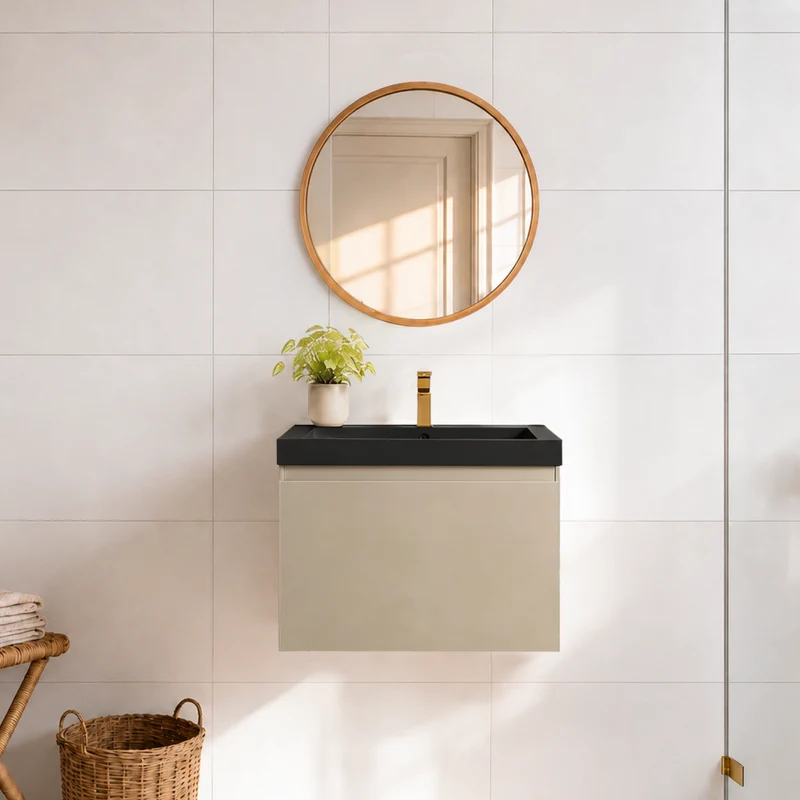 MODENA Greige - Wastafel Zwart - 60cm