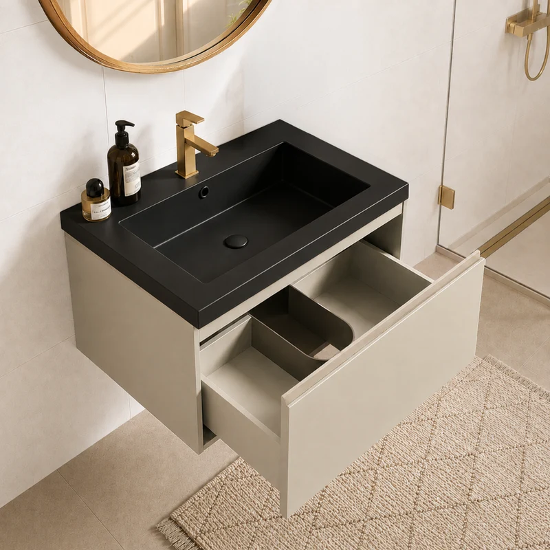 MODENA Greige - Wastafel Zwart - 60cm