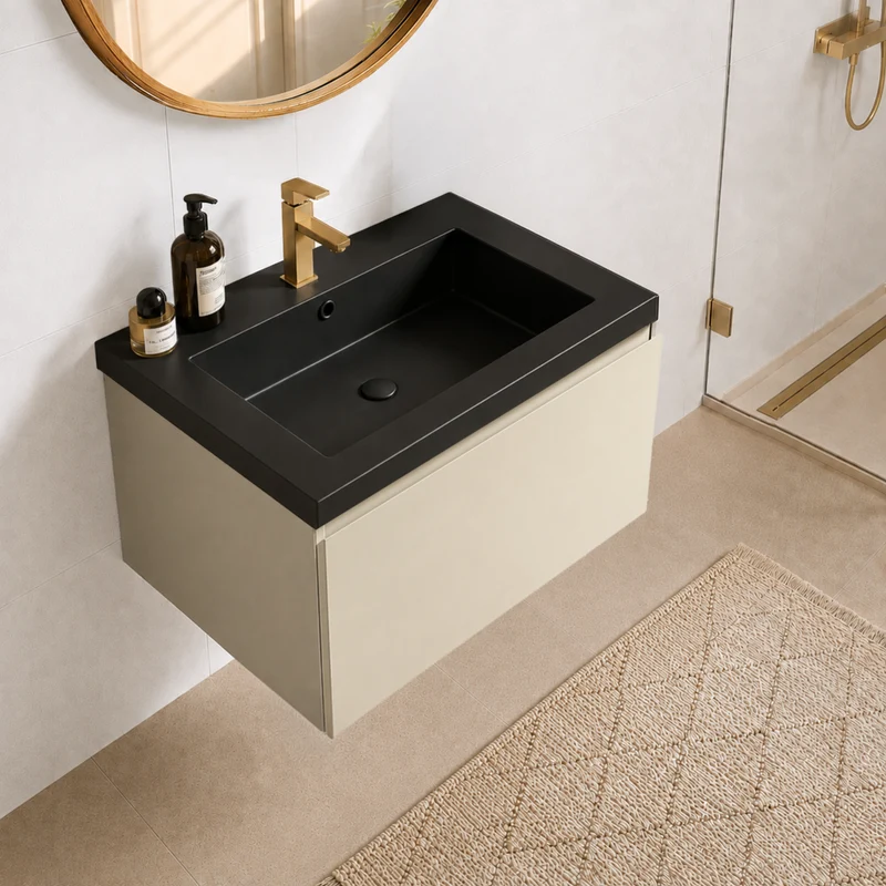 MODENA Greige - Wastafel Zwart - 60cm