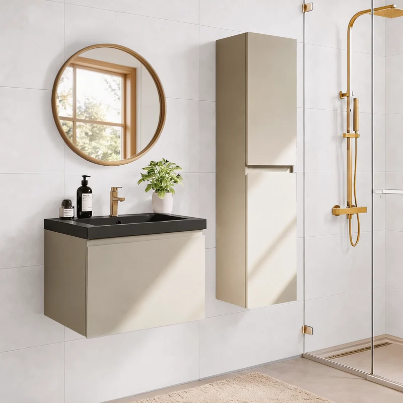 MODENA Greige - Wastafel Zwart - 60cm