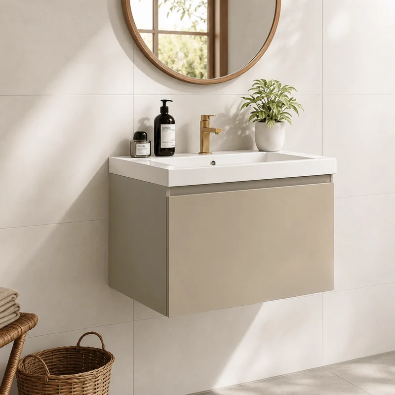 MODENA Greige - Wastafel Wit - 60cm