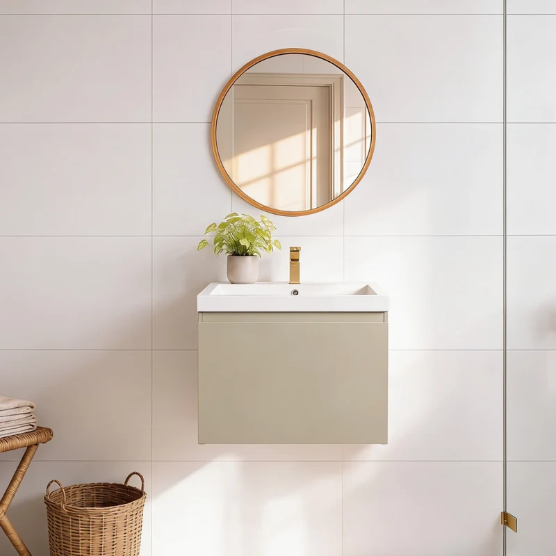 MODENA Greige - Wastafel Wit - 60cm