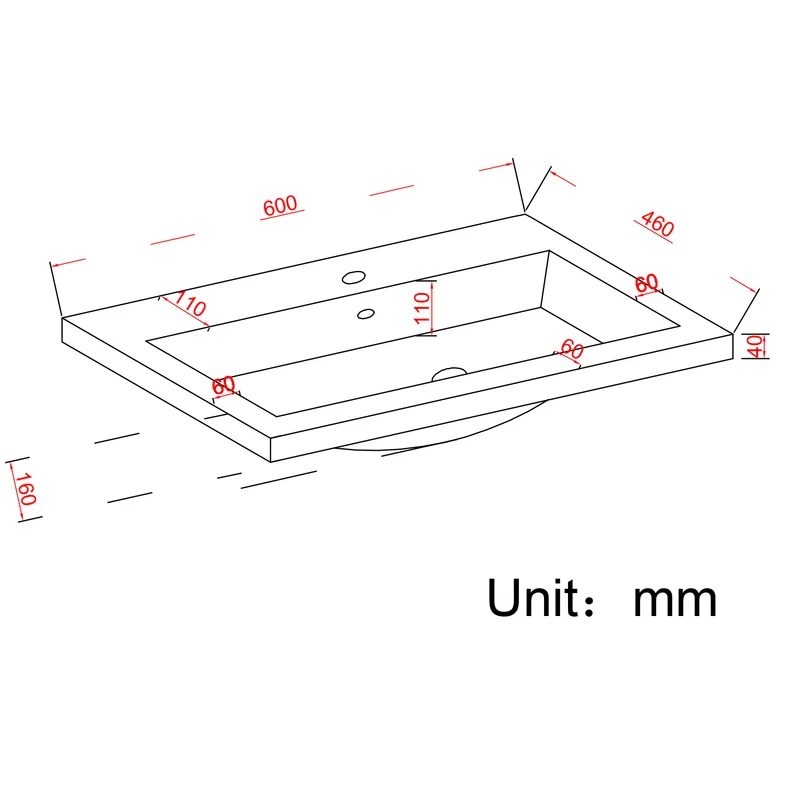 MODENA Greige - Wastafel Wit - 60cm