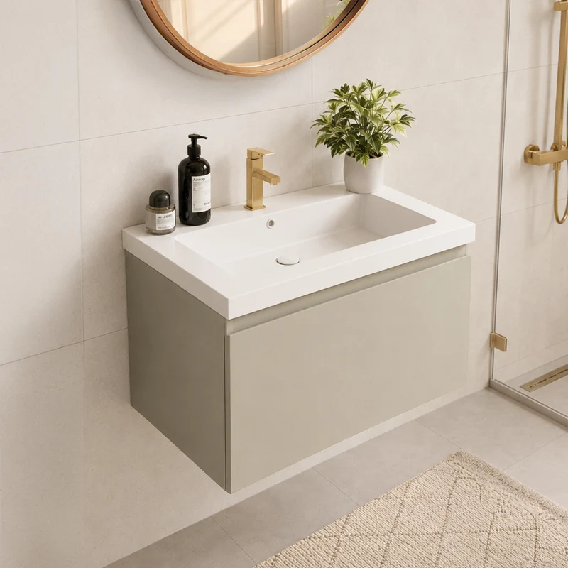 MODENA Greige - Wastafel Wit - 60cm