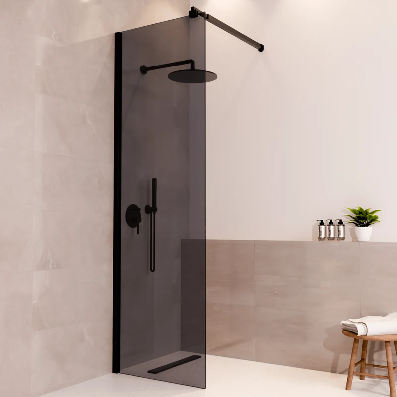 Douchewand Lima 60 x 200 cm - Zwart - Rookglas Nano Coating