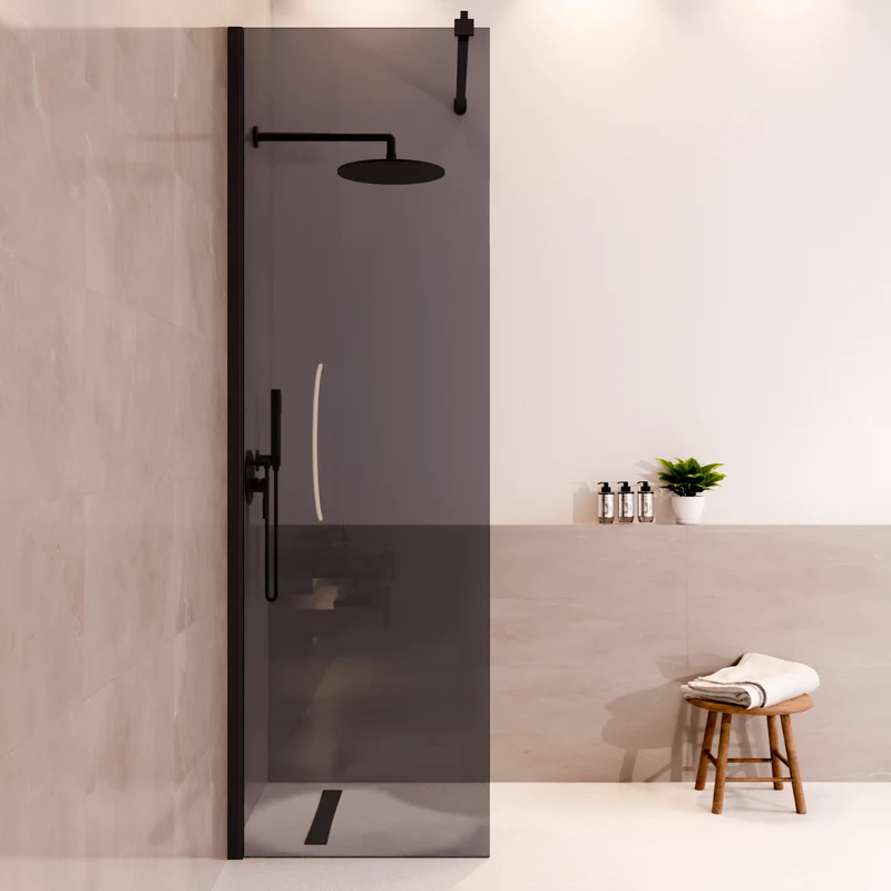 Douchewand Lima 60 x 200 cm - Zwart - Rookglas Nano Coating