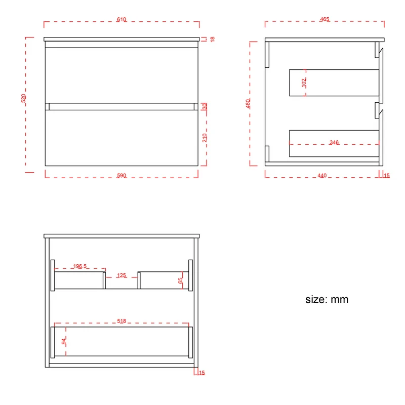 MARENZA Warm Eiken - Wastafel Wit - 60cm