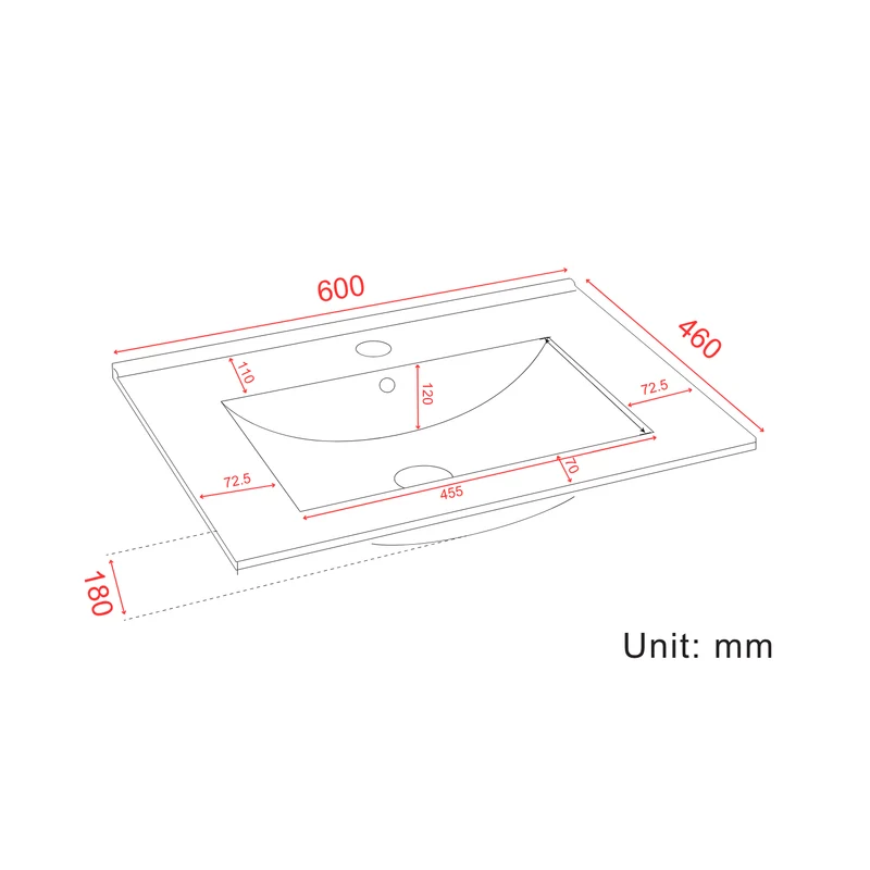 MARENZA Glanzend Wit - Wastafel Wit - 60cm