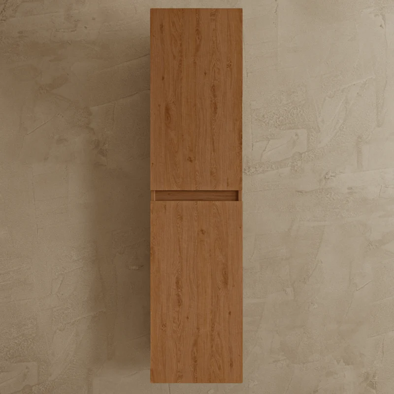 Badmeubelset VERONA 80 cm - Met Kolomkast - Warm Eiken - Wastafel Wit