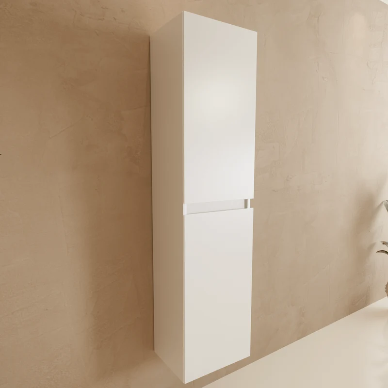 Badmeubelset VERONA 60 cm - Met Kolomkast - Glanzend Wit - Wastafel Wit