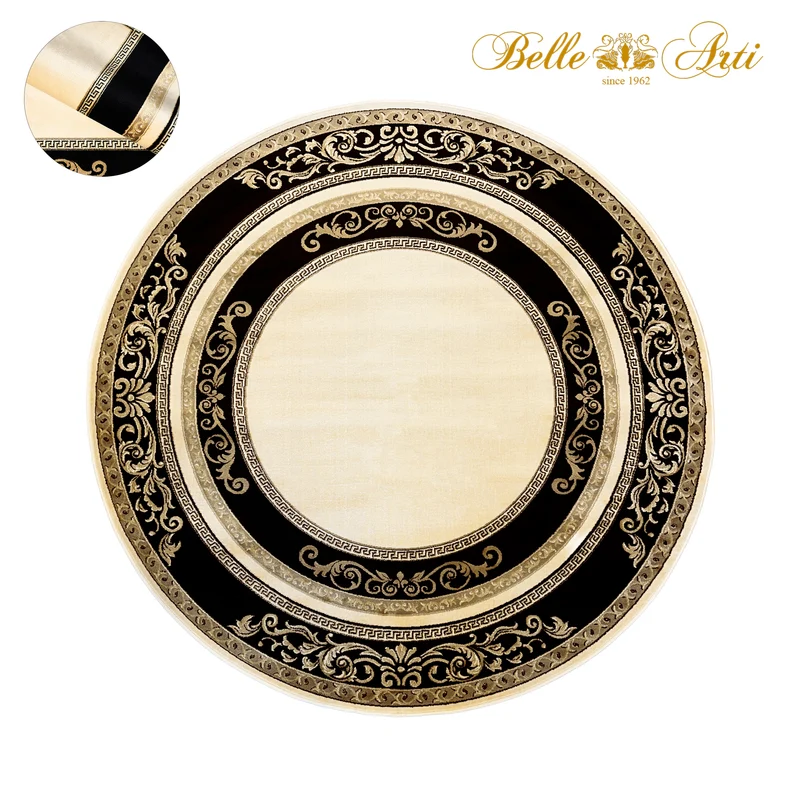 Teppich Florenz schwarz gold rund