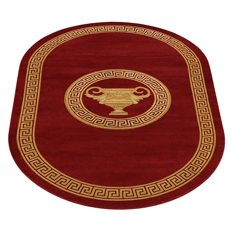 Teppich Oval Amphore Rot