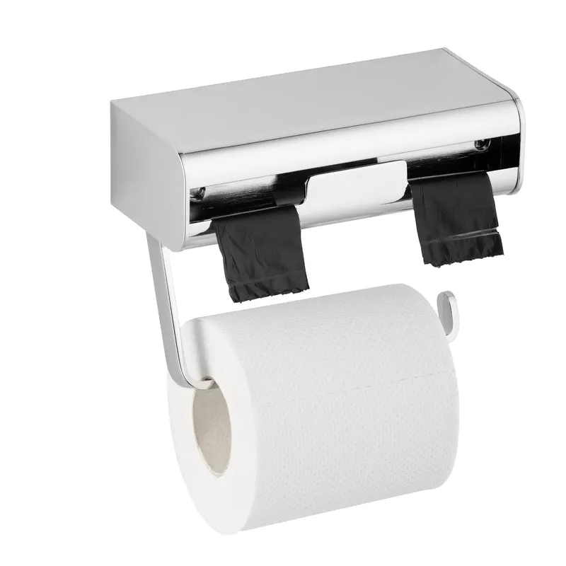 Hygienebeutelspender mit Papierhalter, WC-Rollenhalter mit Hygienebeutel-Fach, Öffnung rechts oder links wählbar
