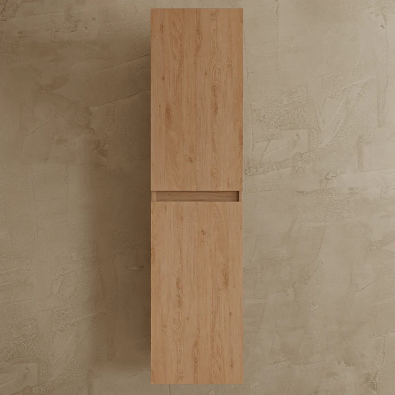 Badmeubelset VERONA 80 cm - Met Kolomkast - Licht Eiken - Wastafel Wit