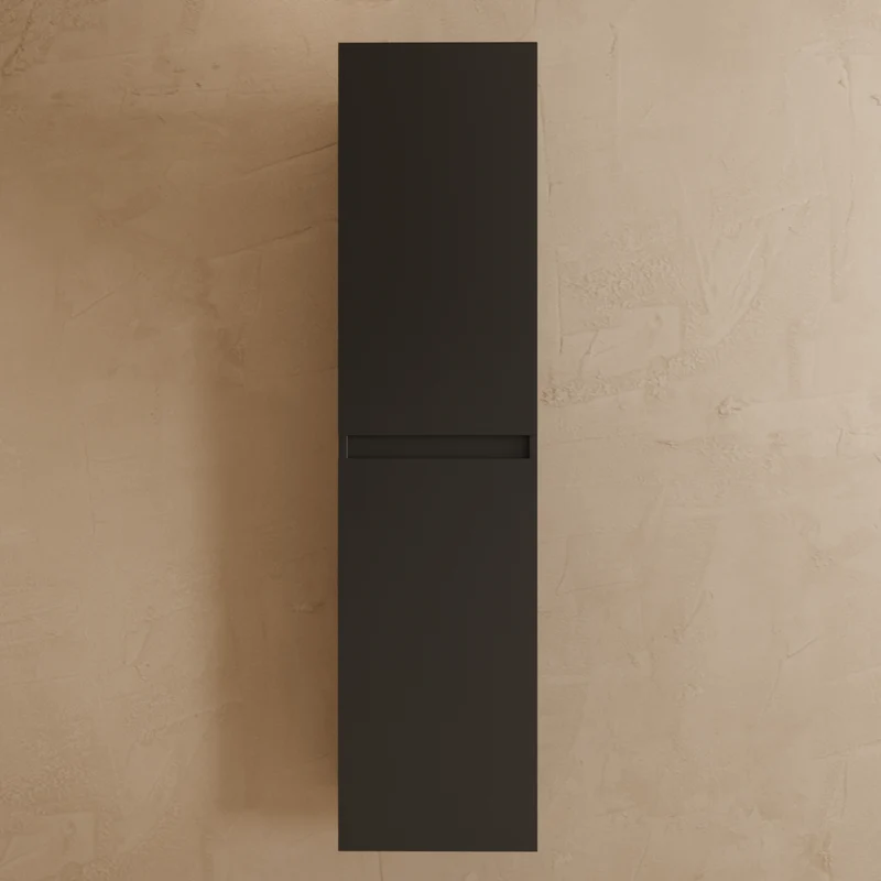 Badmeubelset VERONA 100 cm - Met Kolomkast - Mat Zwart - Wastafel Wit