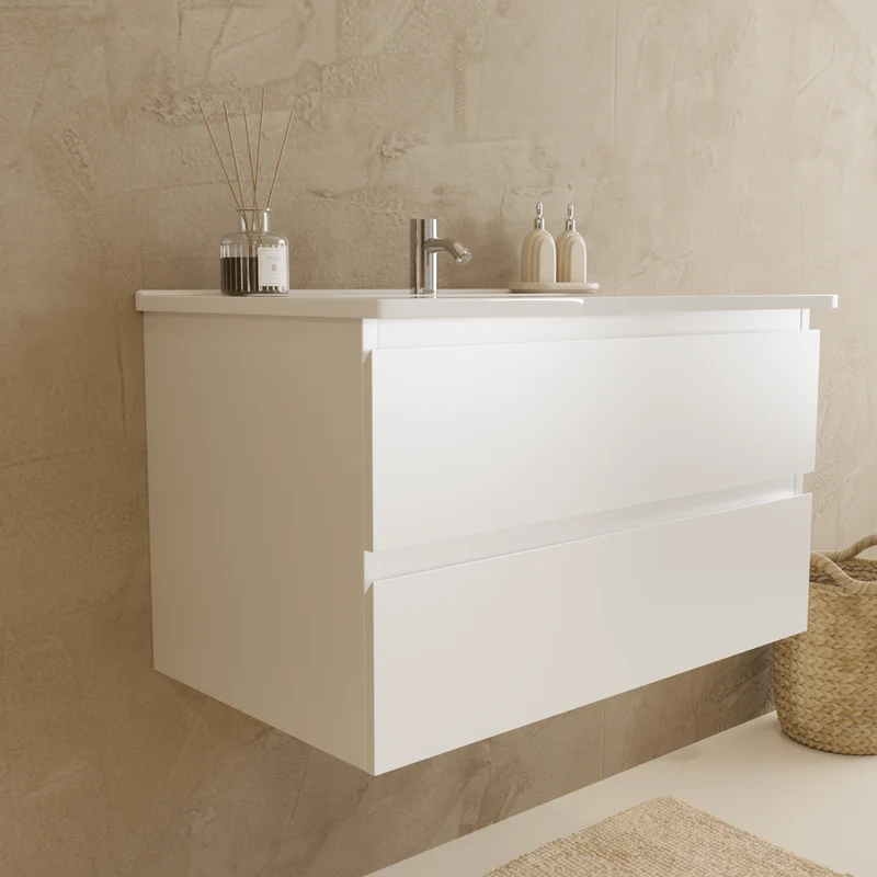 MARENZA Glanzend Wit - Wastafel Wit - 80cm
