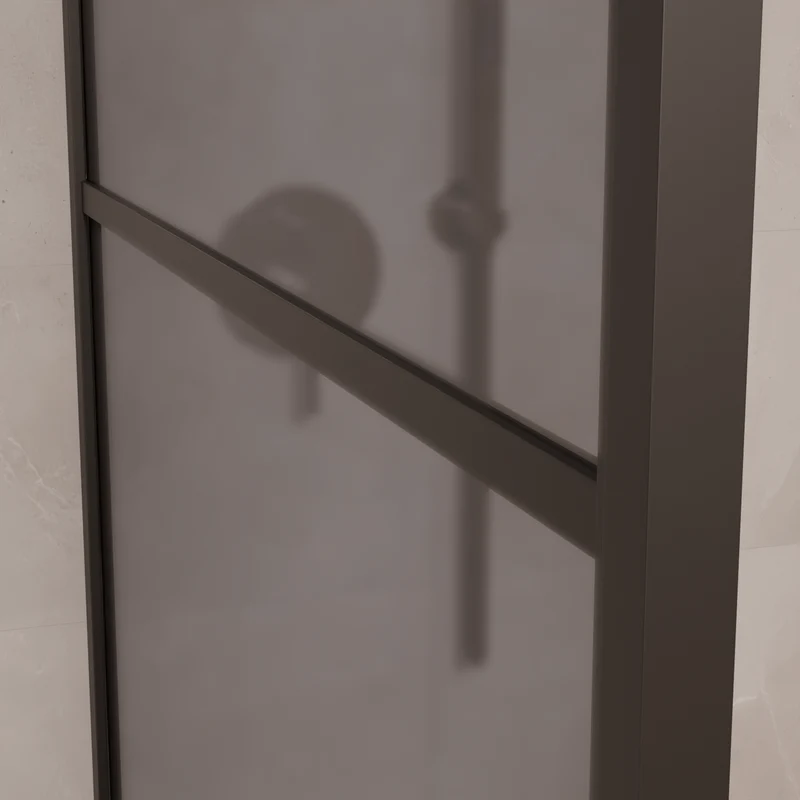Douchewand Tacna 100 x 200 cm - Zwart - Rookglas Met Strepen - Nano Coating