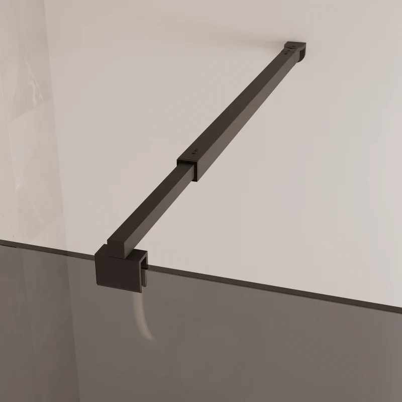 Douchewand Tacna 100 x 200 cm - Zwart - Rookglas Met Strepen - Nano Coating
