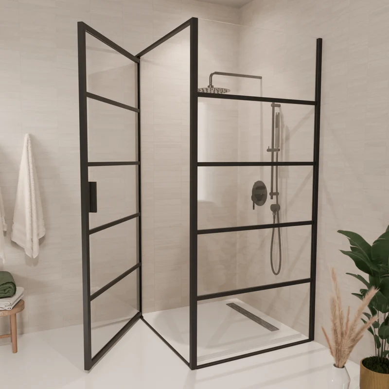 Douchecabine Cartagena 90 x 90 x 200 cm - Zwart - Met Strepen - Nano Coating