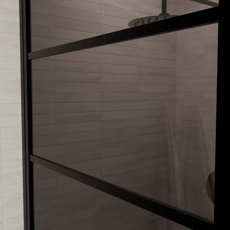 Douchecabine Cartagena 90 x 90 x 200 cm - Zwart - Met Strepen - Rookglas Nano Coating