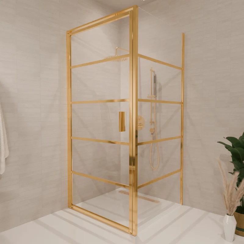 Douchecabine Cartagena 90 x 90 x 200 cm - Glanzend Goud - Met Strepen - Nano Coating
