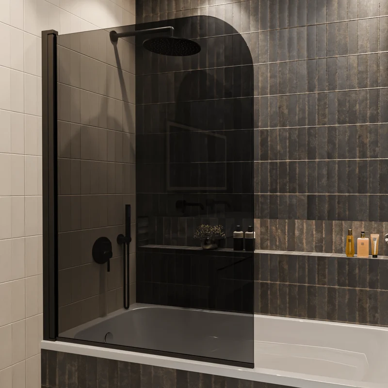 Badwand Palmas 100 x 140 cm - Zwart - Rookglas Nano Coating