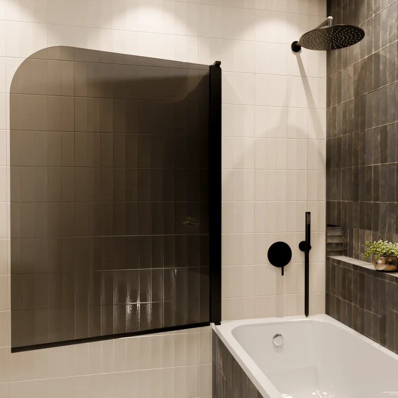 Badwand Palmas 100 x 140 cm - Zwart - Rookglas Nano Coating