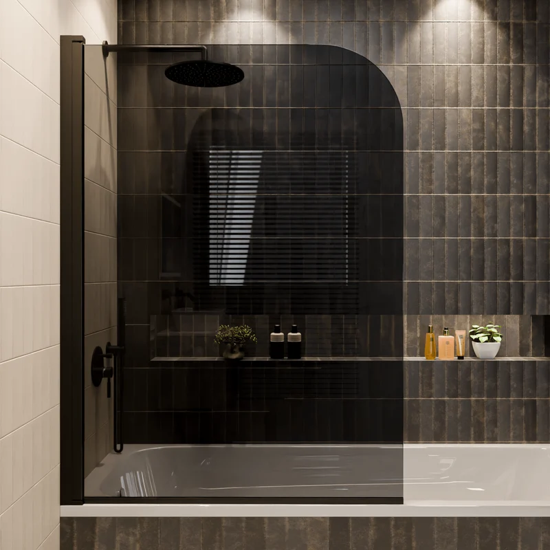 Badwand Palmas 100 x 140 cm - Zwart - Rookglas Nano Coating