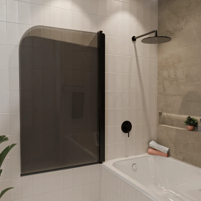 Badwand Palmas 80 x 140 cm - Zwart - Rookglas Nano Coating