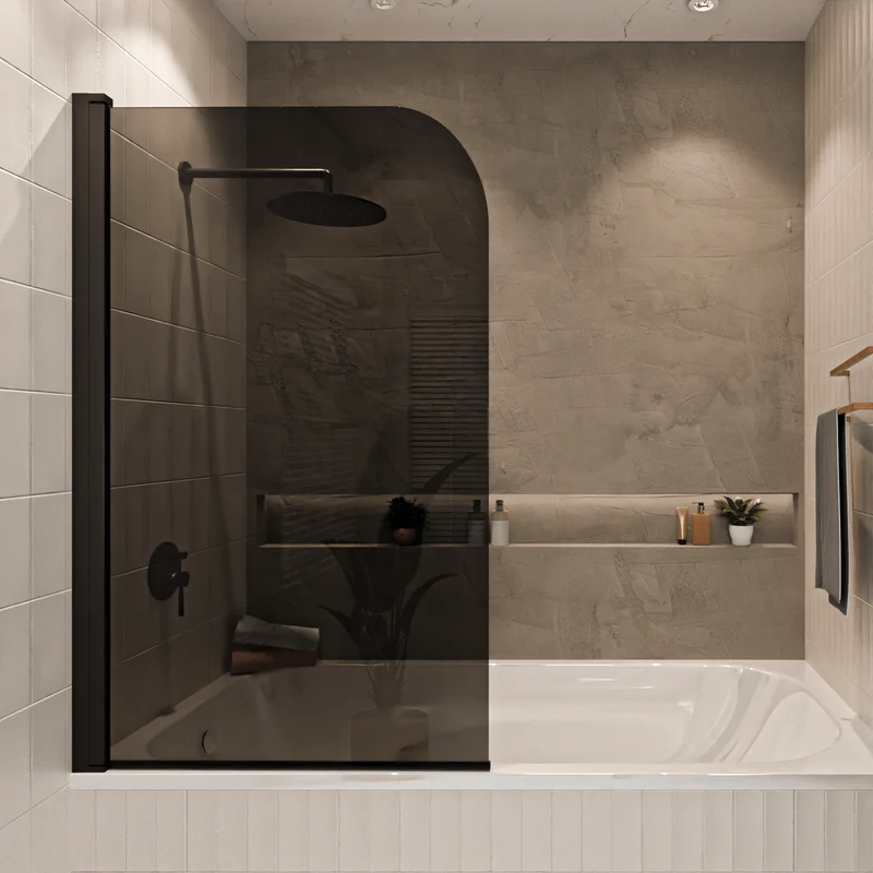Badwand Palmas 80 x 140 cm - Zwart - Rookglas Nano Coating
