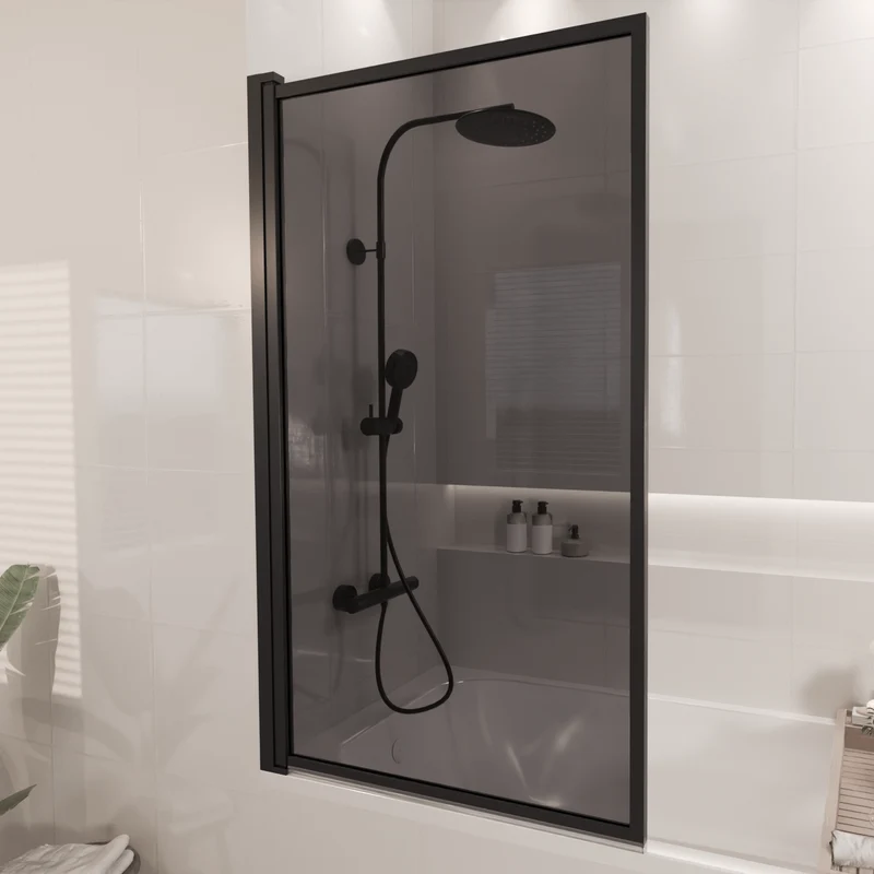 Badwand Salvador 80 x 140 cm - Zwart - Rookglas Nano Coating