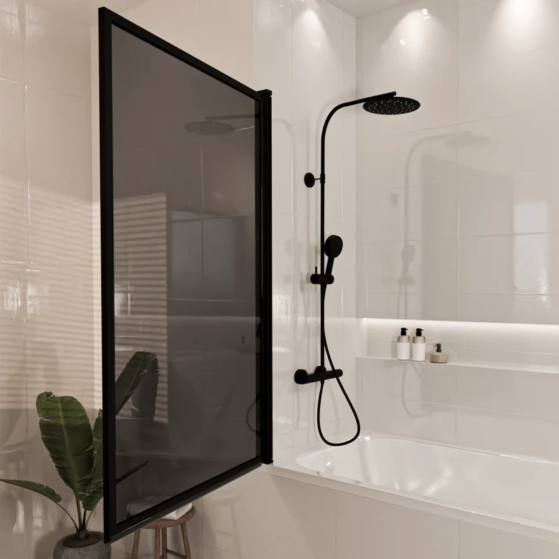 Badwand Salvador 80 x 140 cm - Zwart - Rookglas Nano Coating