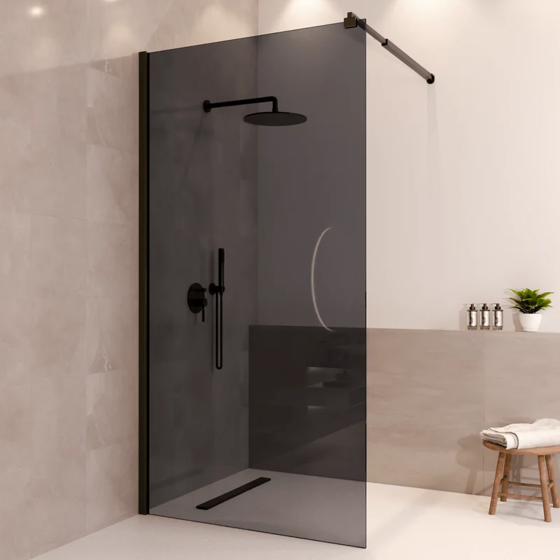 Douchewand Lima 100 x 200 cm - Zwart - Rookglas Nano Coating