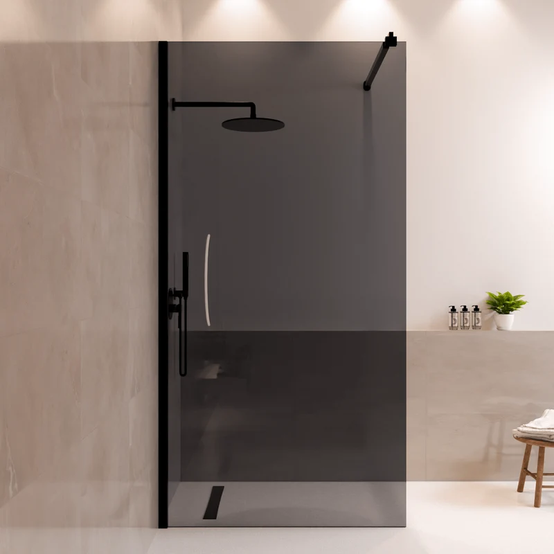 Douchewand Lima 100 x 200 cm - Zwart - Rookglas Nano Coating