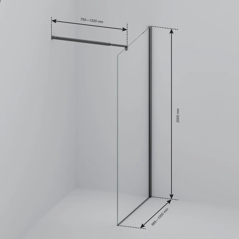 Douchewand Lima 100 x 200 cm - Chroom - Nano Coating