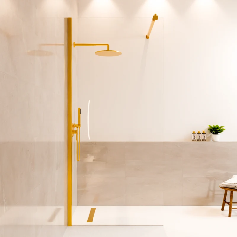 Douchewand Lima 90 x 200 cm - Glanzend Goud - Nano Coating