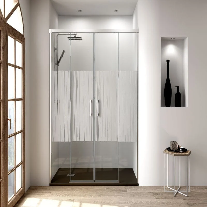 Duschwand mit 2 Schiebetüren für Nische MUSE chrom - Glas 6 mm